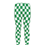 Green And White Checkered Pattern Print Men's leggings