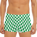 Green And White Checkered Pattern Print Men's Short Boxer Briefs