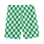 Green And White Checkered Pattern Print Men's Sports Shorts