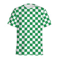 Green And White Checkered Pattern Print Men's Athletic T-Shirt