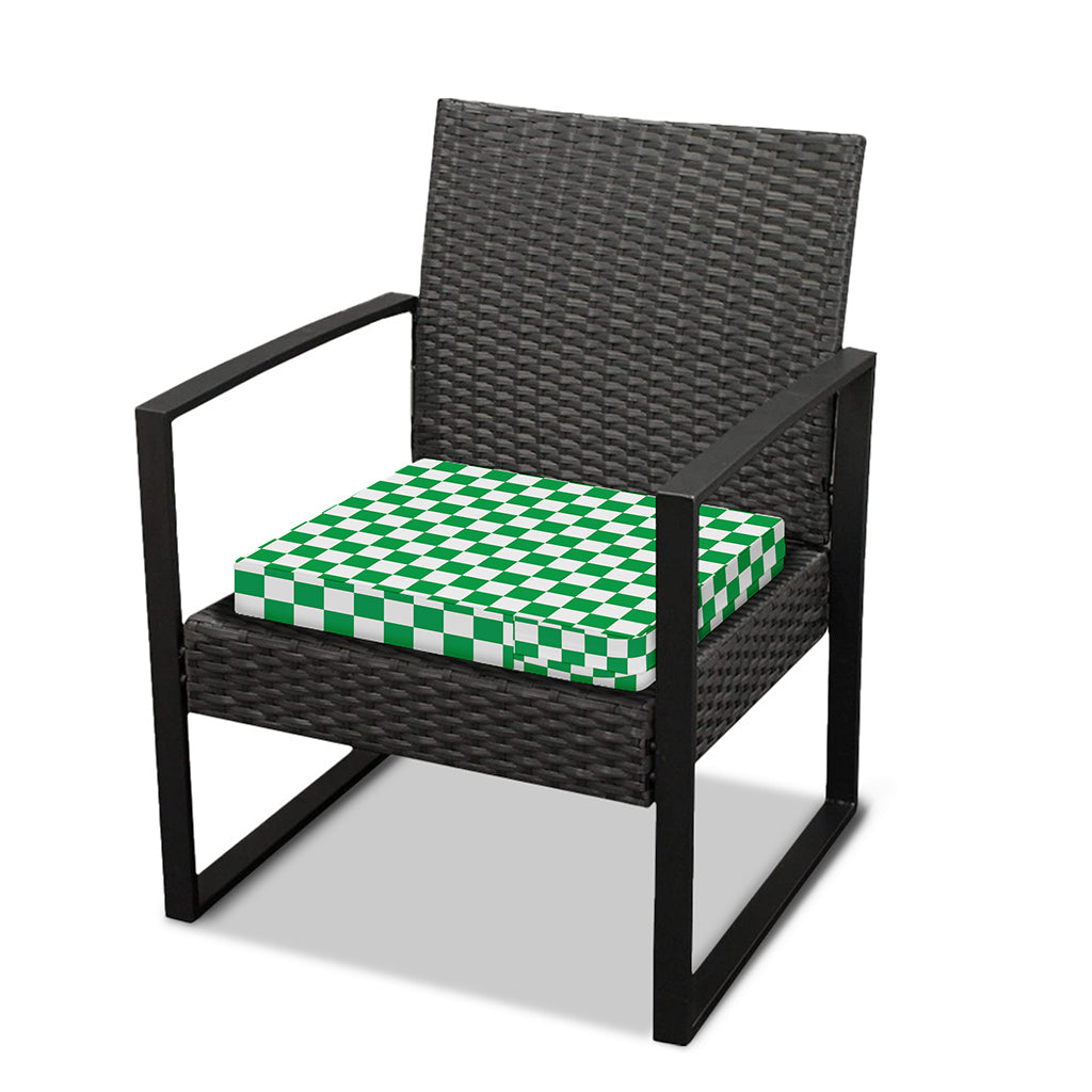 Green And White Checkered Pattern Print Outdoor Seat Cushion Cover