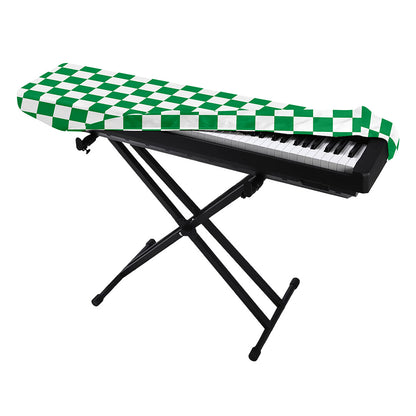 Green And White Checkered Pattern Print Piano Keyboard Cover