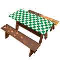 Green And White Checkered Pattern Print Picnic Table Cover