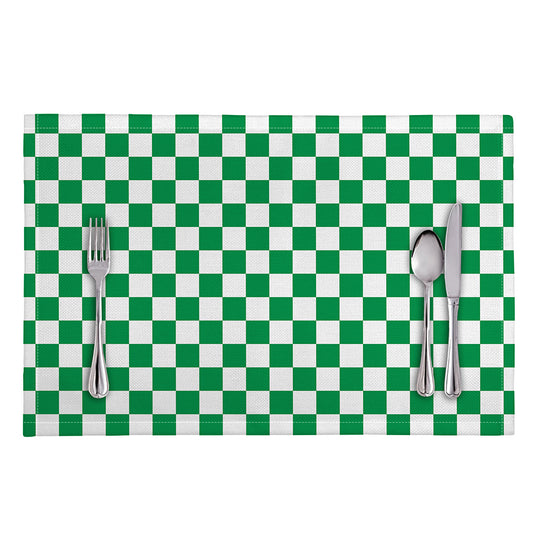 Green And White Checkered Pattern Print Placemat