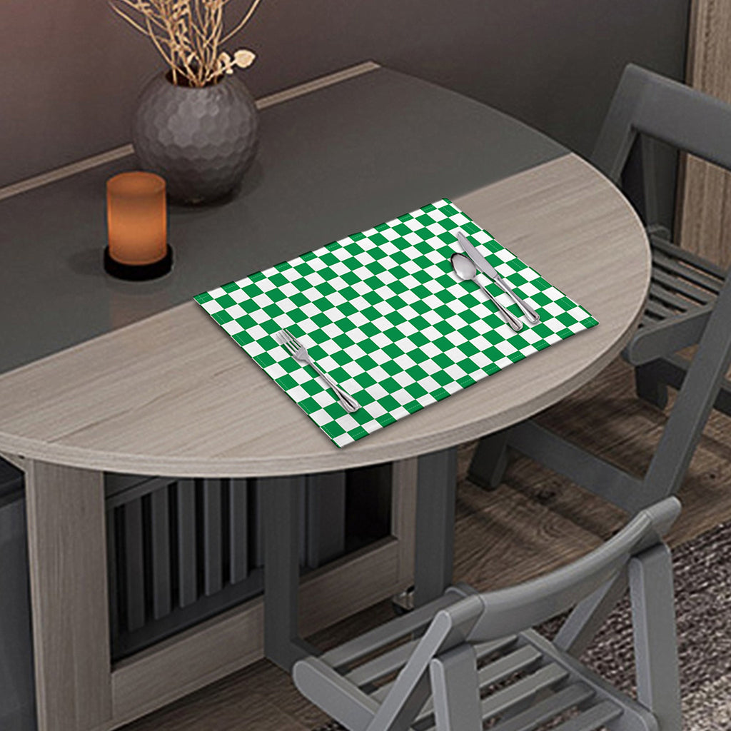 Green And White Checkered Pattern Print Placemat