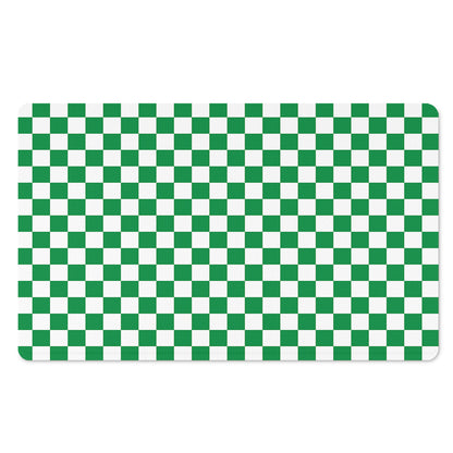 Green And White Checkered Pattern Print Polyester Doormat
