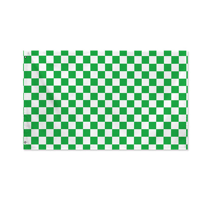 Green And White Checkered Pattern Print Polyester Flag