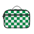 Green And White Checkered Pattern Print Portable Lunch Bag