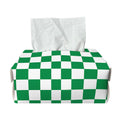 Green And White Checkered Pattern Print Rectangle Tissue Box Cover