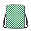 Green And White Checkered Pattern Print Rectangular Crossbody Bag