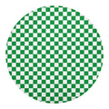 Green And White Checkered Pattern Print Round Blanket