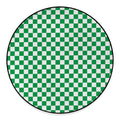 Green And White Checkered Pattern Print Round Floor Mat