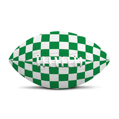 Green And White Checkered Pattern Print Rugby Ball