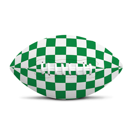 Green And White Checkered Pattern Print Rugby Ball