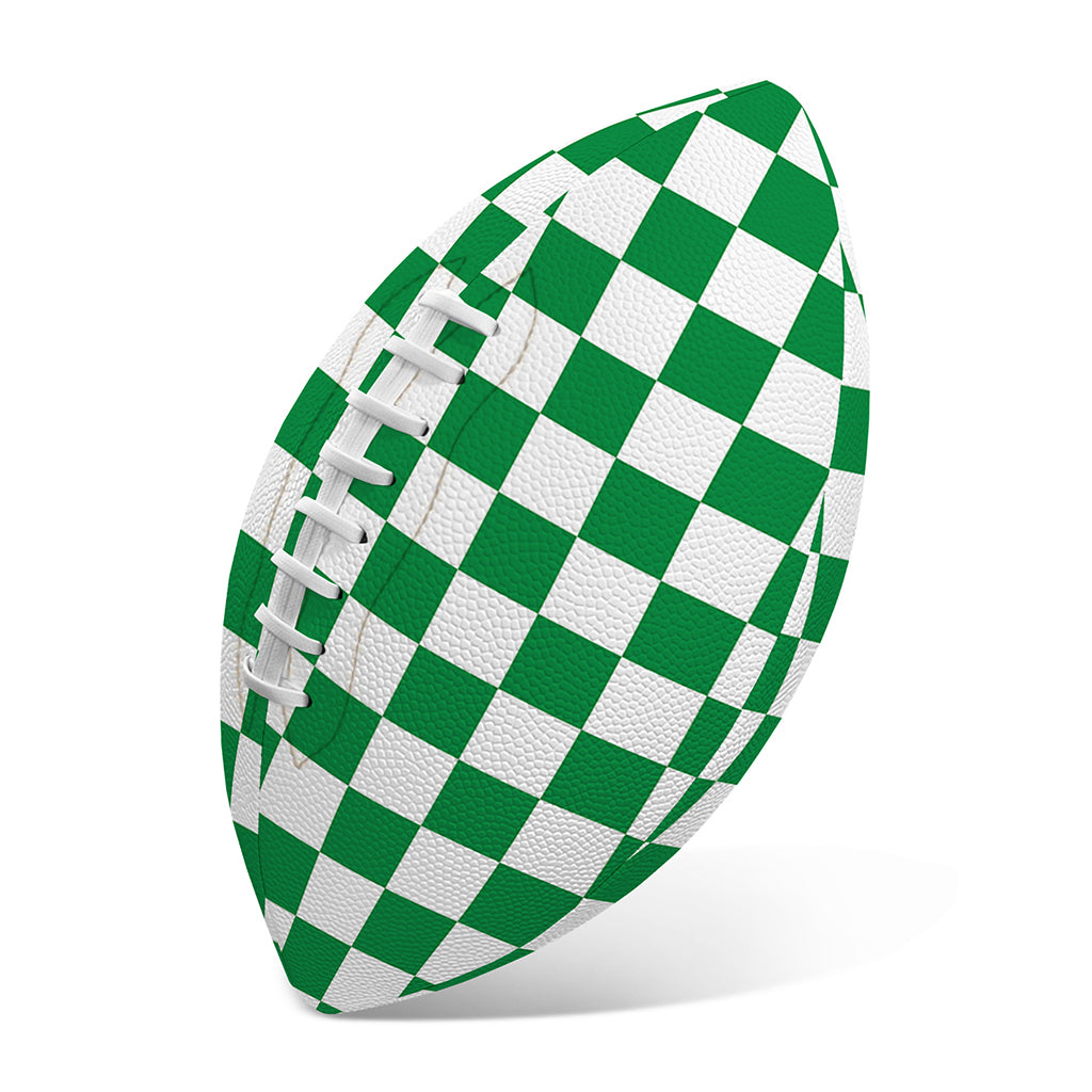 Green And White Checkered Pattern Print Rugby Ball