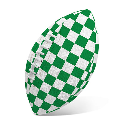 Green And White Checkered Pattern Print Rugby Ball