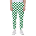 Green And White Checkered Pattern Print Joggers