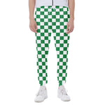 Green And White Checkered Pattern Print Scuba Joggers