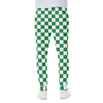Green And White Checkered Pattern Print Scuba Joggers