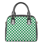 Green And White Checkered Pattern Print Shoulder Handbag