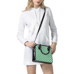 Green And White Checkered Pattern Print Shoulder Handbag