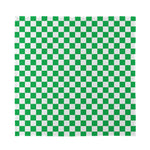 Green And White Checkered Pattern Print Silk Bandana