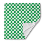 Green And White Checkered Pattern Print Silk Bandana