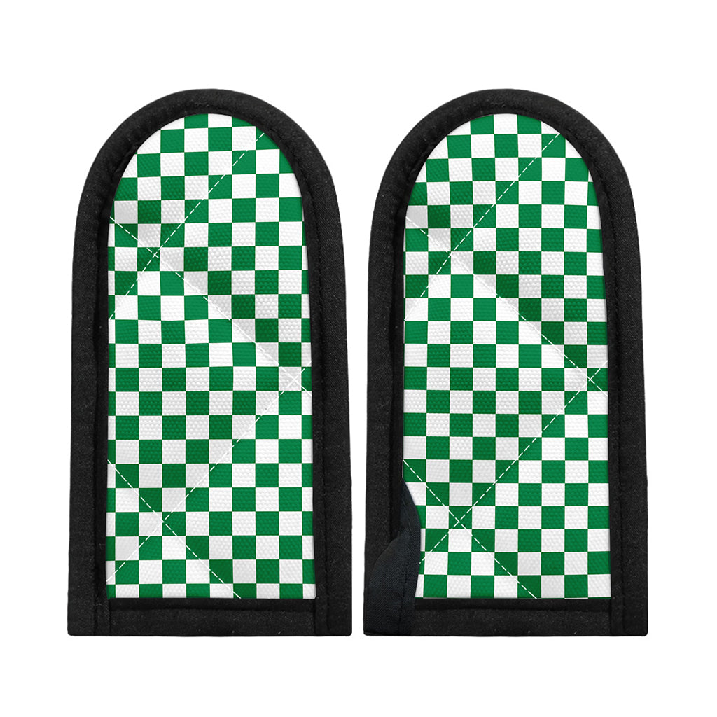 Green And White Checkered Pattern Print Skillet Handle Cover