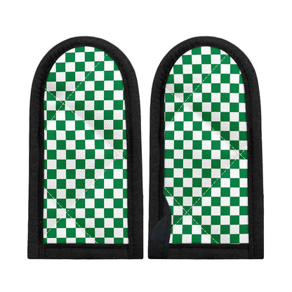 Green And White Checkered Pattern Print Skillet Handle Cover