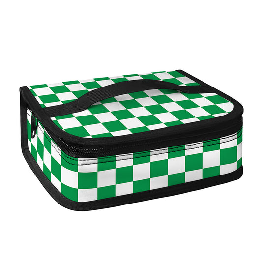 Green And White Checkered Pattern Print Small Lunch Bag