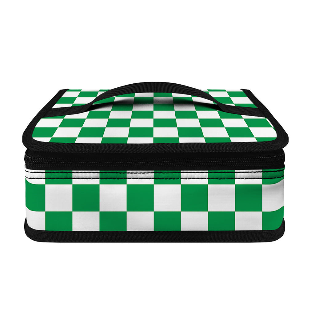 Green And White Checkered Pattern Print Small Lunch Bag