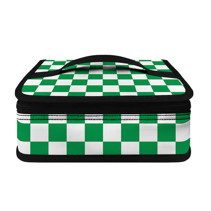 Green And White Checkered Pattern Print Small Lunch Bag