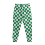 Green And White Checkered Pattern Print Sweatpants