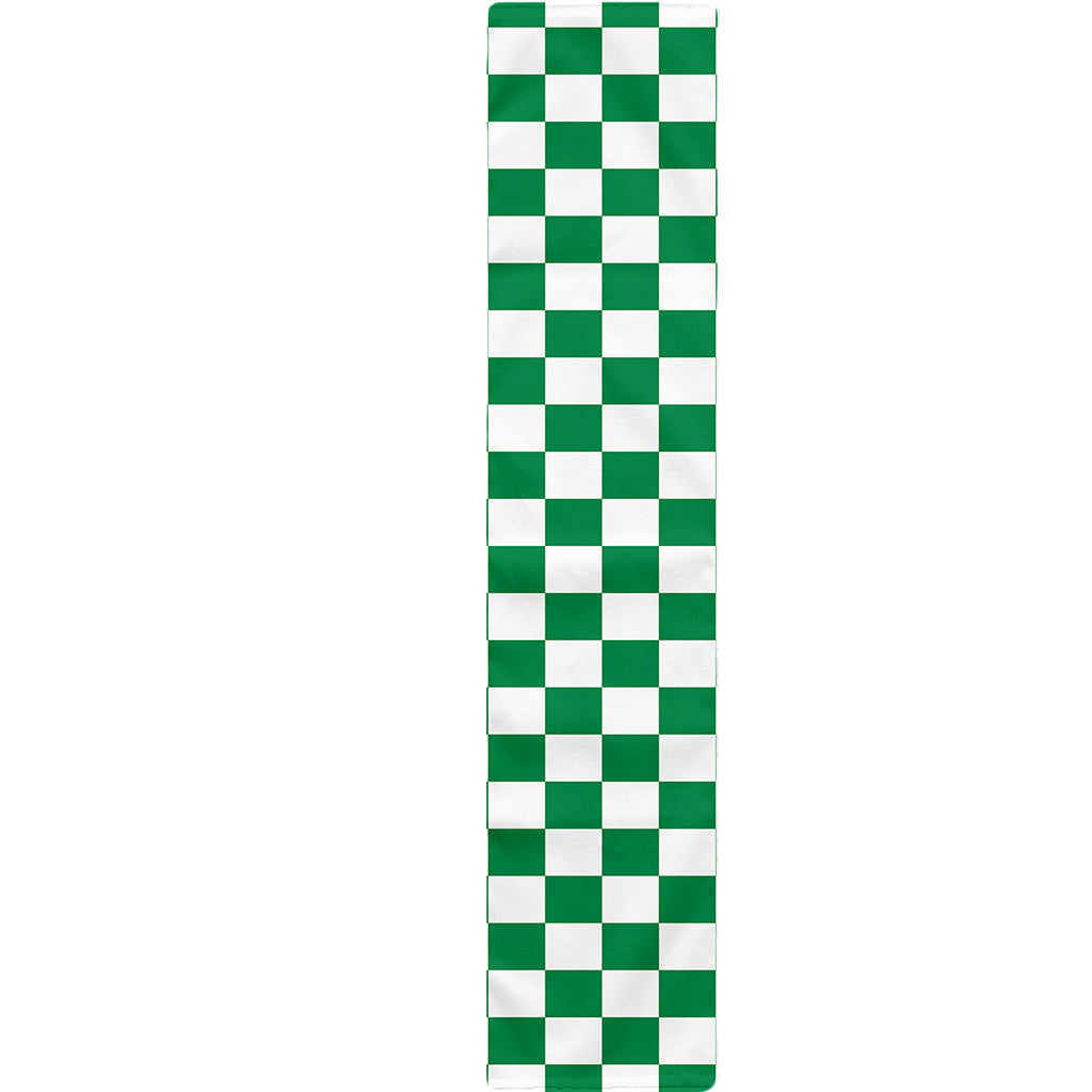 Green And White Checkered Pattern Print Table Runner