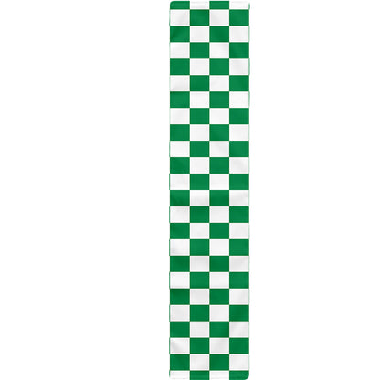 Green And White Checkered Pattern Print Table Runner