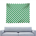 Green And White Checkered Pattern Print Tapestry