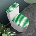 Green And White Checkered Pattern Print Toilet Lid And Tank Cover Set