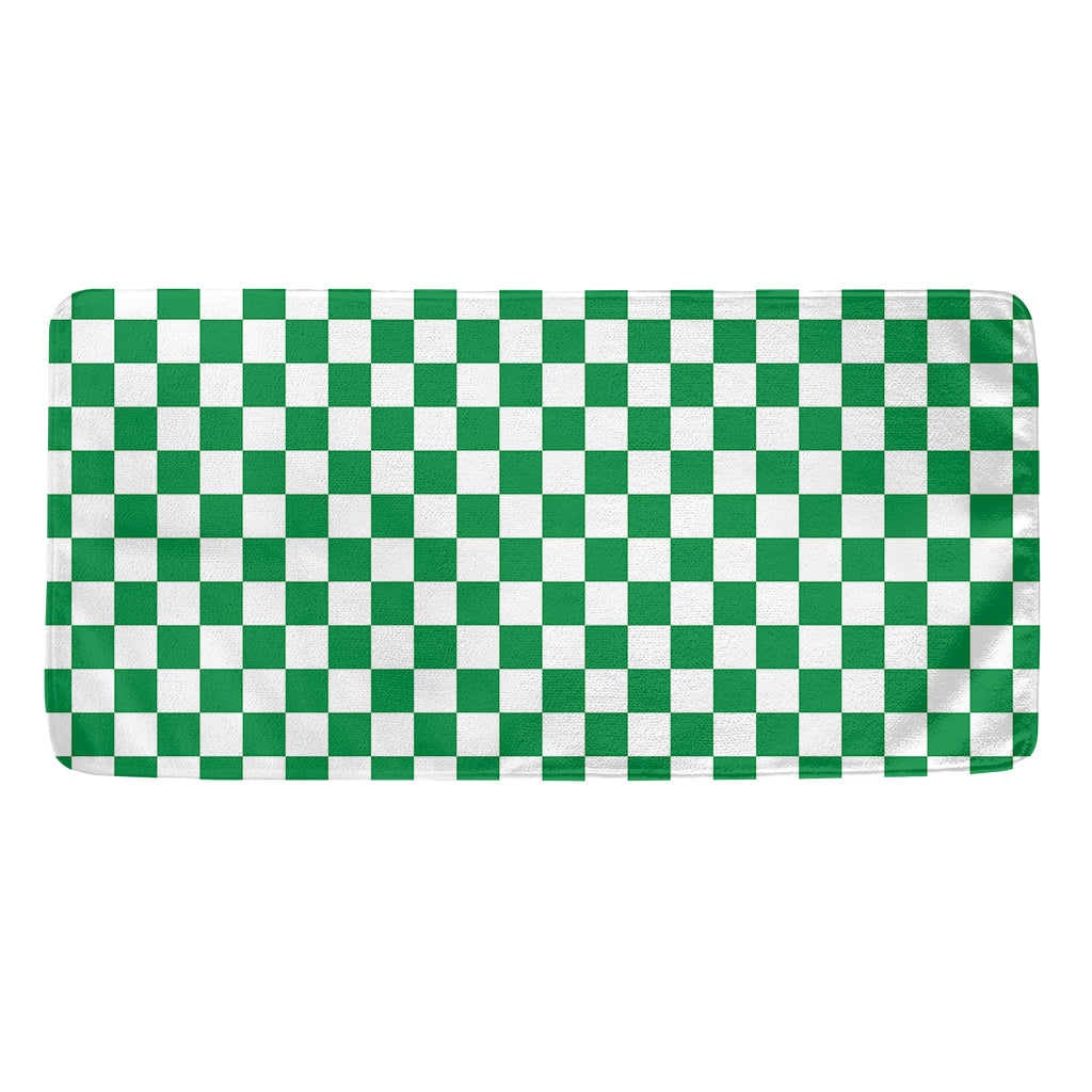 Green And White Checkered Pattern Print Towel