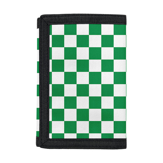 Green And White Checkered Pattern Print Trifold Wallet