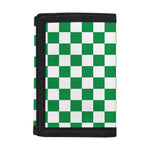 Green And White Checkered Pattern Print Trifold Wallet