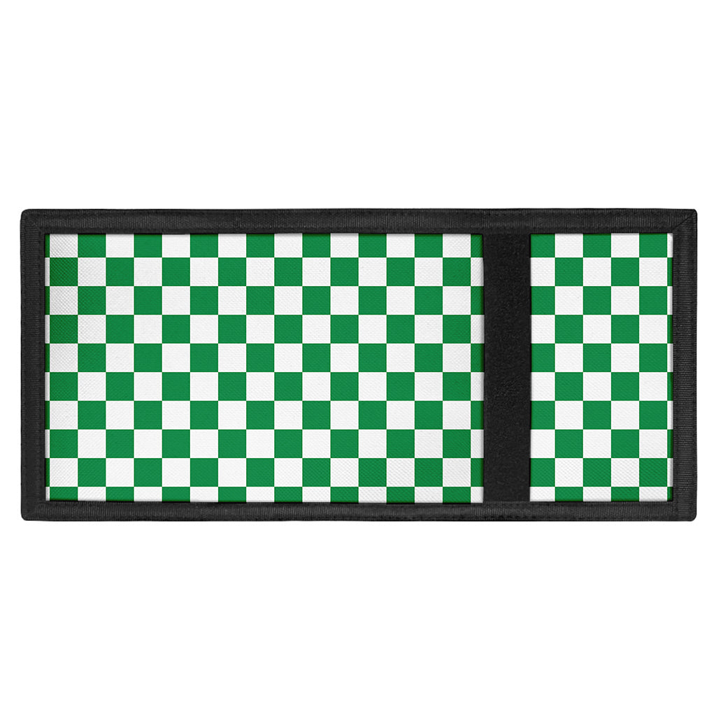 Green And White Checkered Pattern Print Trifold Wallet