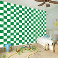 Green And White Checkered Pattern Print Wall Sticker