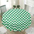 Green And White Checkered Pattern Print Waterproof Round Tablecloth