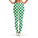 Green And White Checkered Pattern Print Women's Leggings
