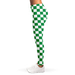 Green And White Checkered Pattern Print Women's Leggings