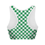 Green And White Checkered Pattern Print Women's Sports Bra