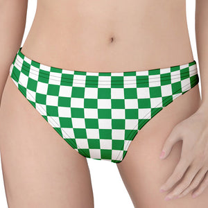 Green And White Checkered Pattern Print Women's Thong