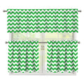 Green And White Chevron Pattern Print 3 Piece Kitchen Curtains