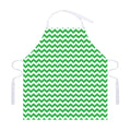 Green And White Chevron Pattern Print Adjustable Apron