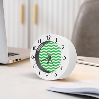Green And White Chevron Pattern Print Alarm Clock